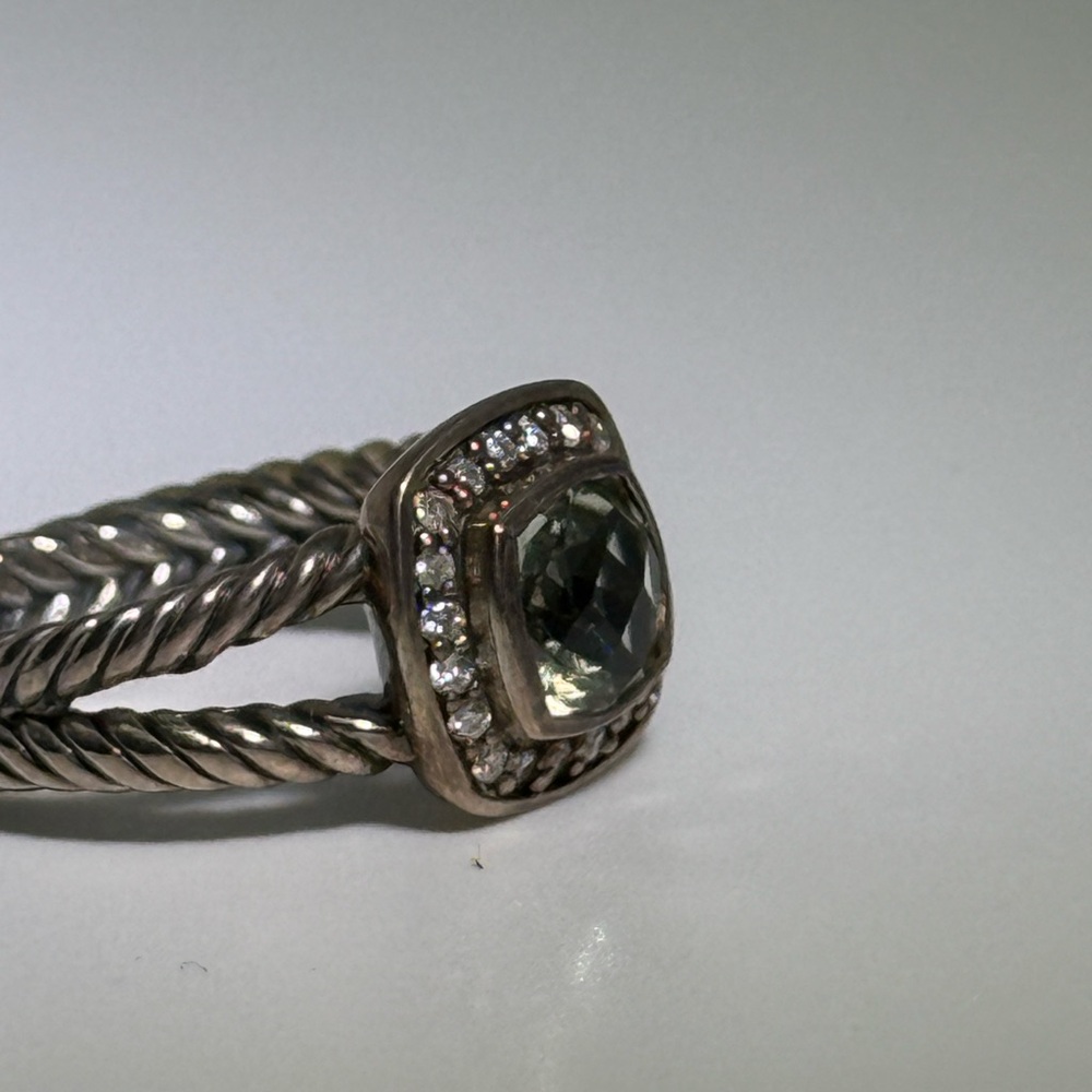 David Yurman petite Albion prasiolite ring with white diamonds - Picture 5 of 5